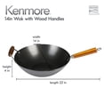 thumbnail image 2 of Wok de acero al carbono de fondo plano, 14 pulgadas, color negro, 2 of 7