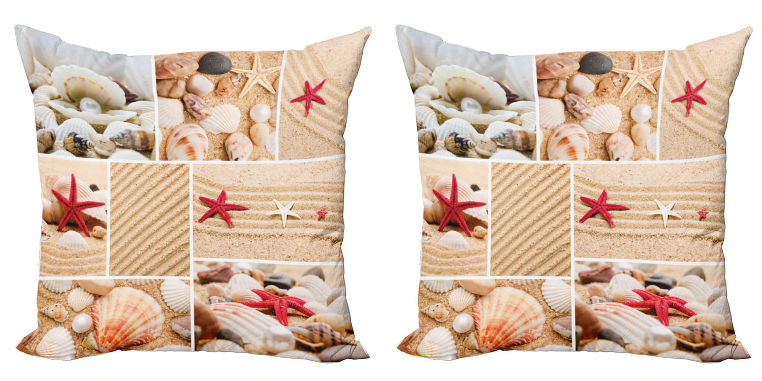 Hidden Zipper Home Gift Double Side Print Pillow Cover & Pillow Set Coral Tire Track Design Square Pillow