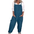 thumbnail image 1 of Womens Overalls Casual Loose Dungarees Romper Baggy Playsuit Cotton And Linen Jumpsuit-Good, 1 of 5