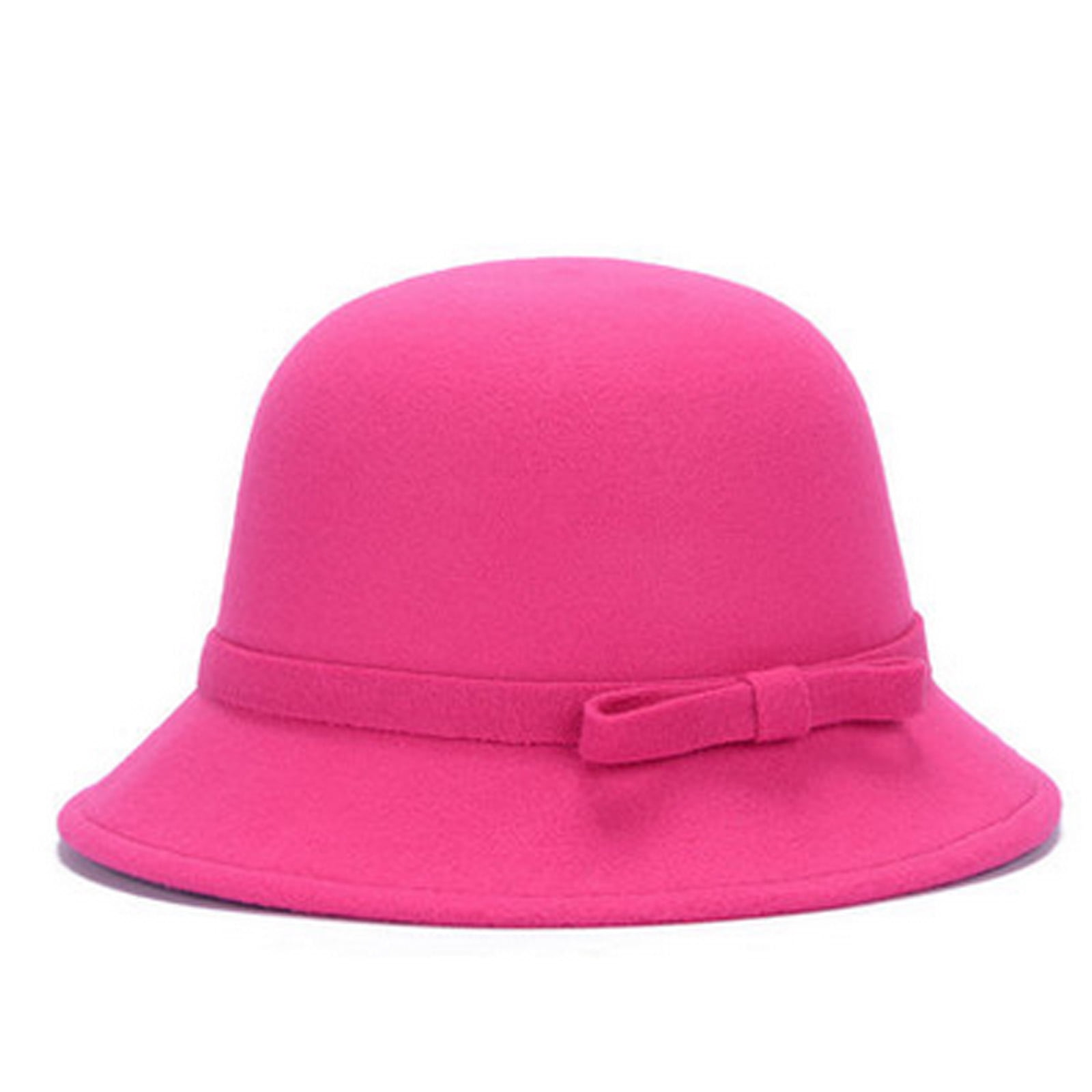 Women 100% Wool Felt Bowler Bow Fedora Hats Fashion Women Beach Vintage Autumn Winter Bucket Caps