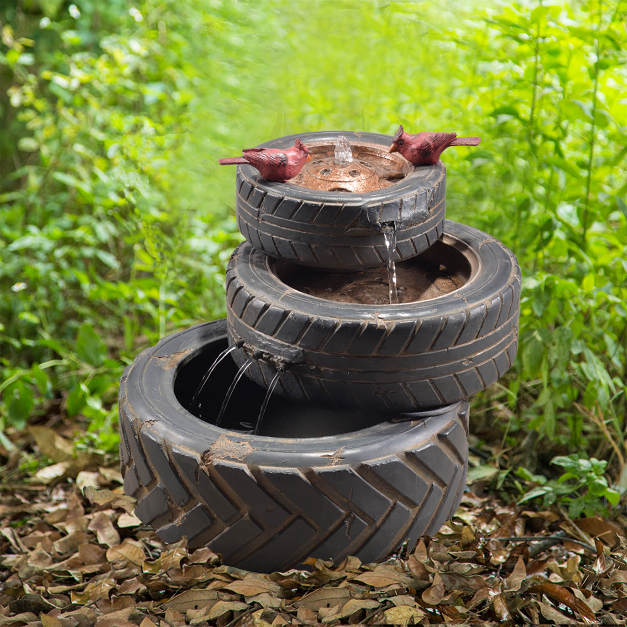 Peaktop Outdoor Stacked Aged Tires Fountain