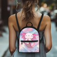thumbnail image 4 of HELLHERO Pink Blue Liquid Pattern Small Backpack with Front Pocket Zipper Closure Mini Backpack for Travel, Polyester Travel Shoulder Bags for Trip, 4 of 8