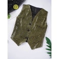 thumbnail image 7 of Linjinx Kids Boys Girls Sparkly Sequins Vest Crop Top Hip Hop Jazz Modern Dance Jacket Waistcoat Black&Gold 185, 7 of 7