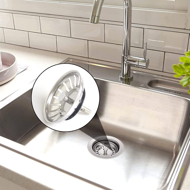 1 pieza de filtro de bajante azul, soporte de filtro de acero inoxidable, tapón de fregadero grueso, accesorios de bajante azul de acero inoxidable 304