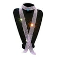 thumbnail image 2 of Eosunjian Men Rhinestone Tie Long Adjustable Hollow Out Exquisite Lightweight Dance Stage Show Performance Party Prom Men Necktie Warm White, 2 of 13