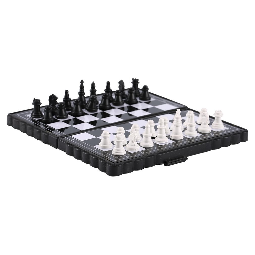 Magnetic Folding Chess Set Portable Chessboard Game Toy Black White Chess 
