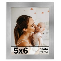 5x6 Frame Silver Stainless Steel Solid Wood Picture Frame | 0.75 Inch Moulding Width | Includes UV