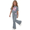 thumbnail image 6 of ATOGUTA Teens Clothes Kids Short Sleeve T-Shirts and Elastic Waist Flared Pants Size 5T-15 Athletic Summer Clothes for Kids Gray, 6 of 7
