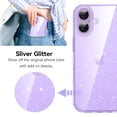 thumbnail image 5 of DUEDUE Sparkly Glitter Case for iPhone 17,Slim Shockproof Protective Cover,Anti-Yellowing Clear Purple TPU & Silver Glitter PC Back, 5 of 8