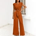 thumbnail image 3 of Women 2 Piece Outfits V Neck Sleeveless Tank Crop Top and High Waist Trousers Going Out Summer Loose Wide Leg Pants Casual Elegant Party Costumes Lounge Sets, 3 of 7