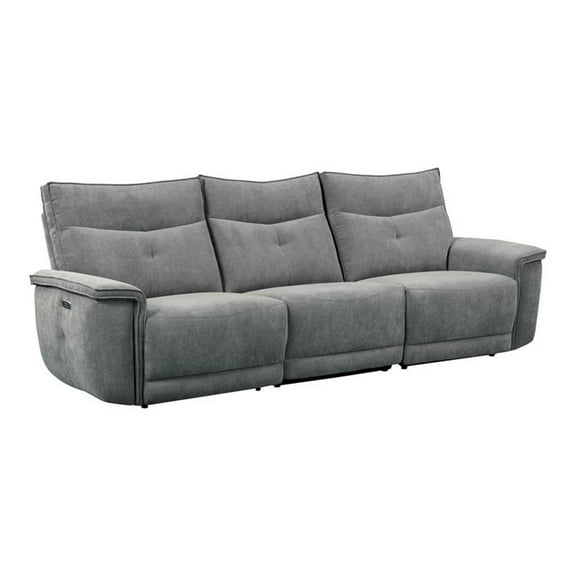Lexicon Tesoro 3-Piece Modern Wood & Fabric Sofa in Dark Gray