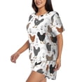 thumbnail image 2 of Bingfone Retro Rooster Print Pajamas Sets for Women Soft Short-Sleeved Pjs with Lounge Shorts Two Piece Sleepwear, 2 of 8
