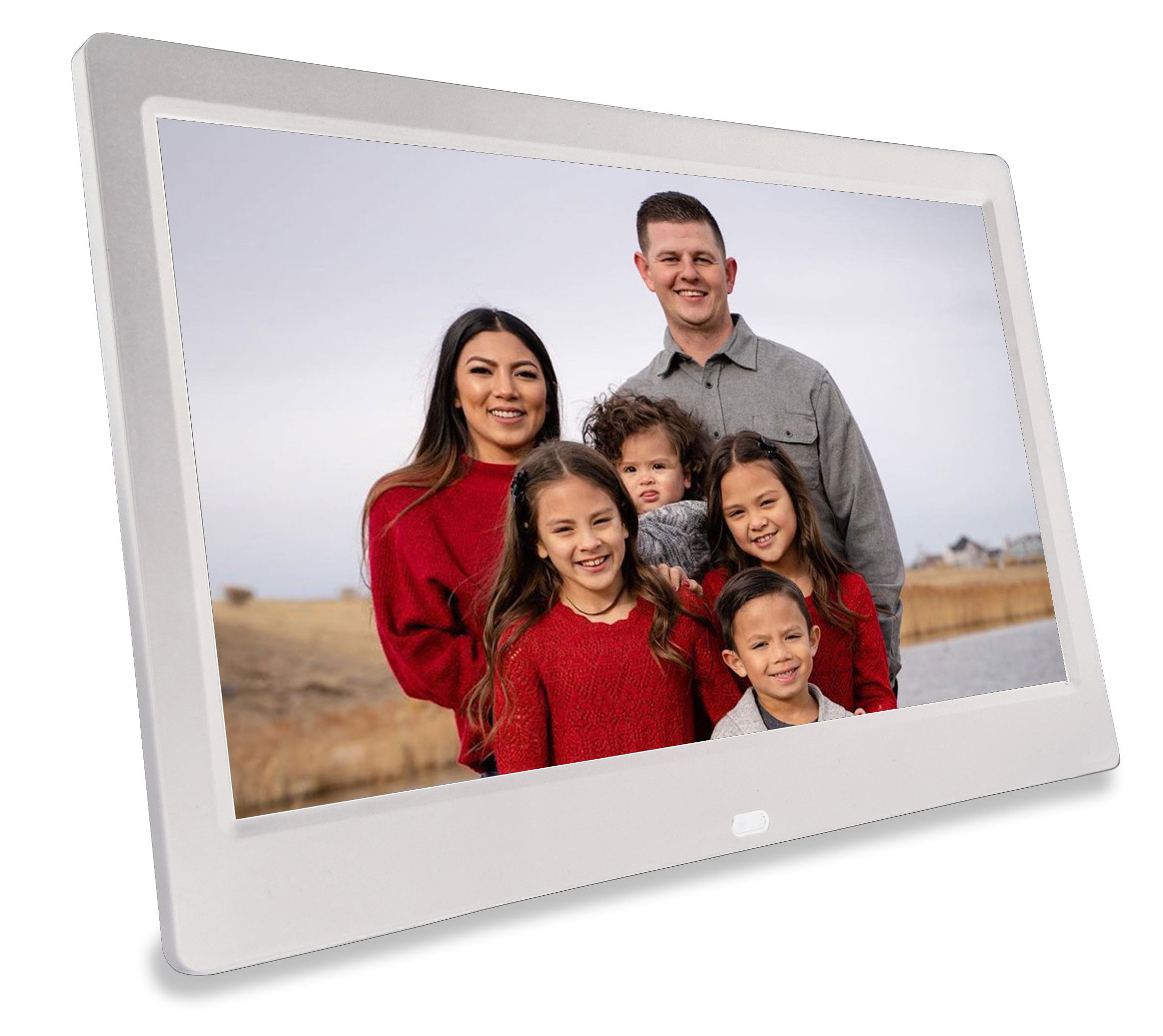 No WiFi No Account Phone2Frame 10 Inch Digital Picture Frame White Uses The Photo Backup Stick to Get from Phone or Computer to Frame 64GB