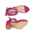 thumbnail image 4 of BLISSFUL STEP Women's Clear Strap Platform Lace up Block Heel Sandals Hot Pink 9, 4 of 7