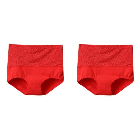 (2-Pack) 2025 Women s Solid Color Underwear Japanese Clothes for Women High Waisted Underwear Panties for Women Blouse for New Year Eve Lace