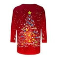 thumbnail image 4 of Womens Christmas Tops 3/4 Length Sleeve T Shirts Winter 2025 Red Women Blouses Dressy Casual Winter Tshirts Shirts For Women Cotton Pack Fall Outfits 2025, 4 of 5