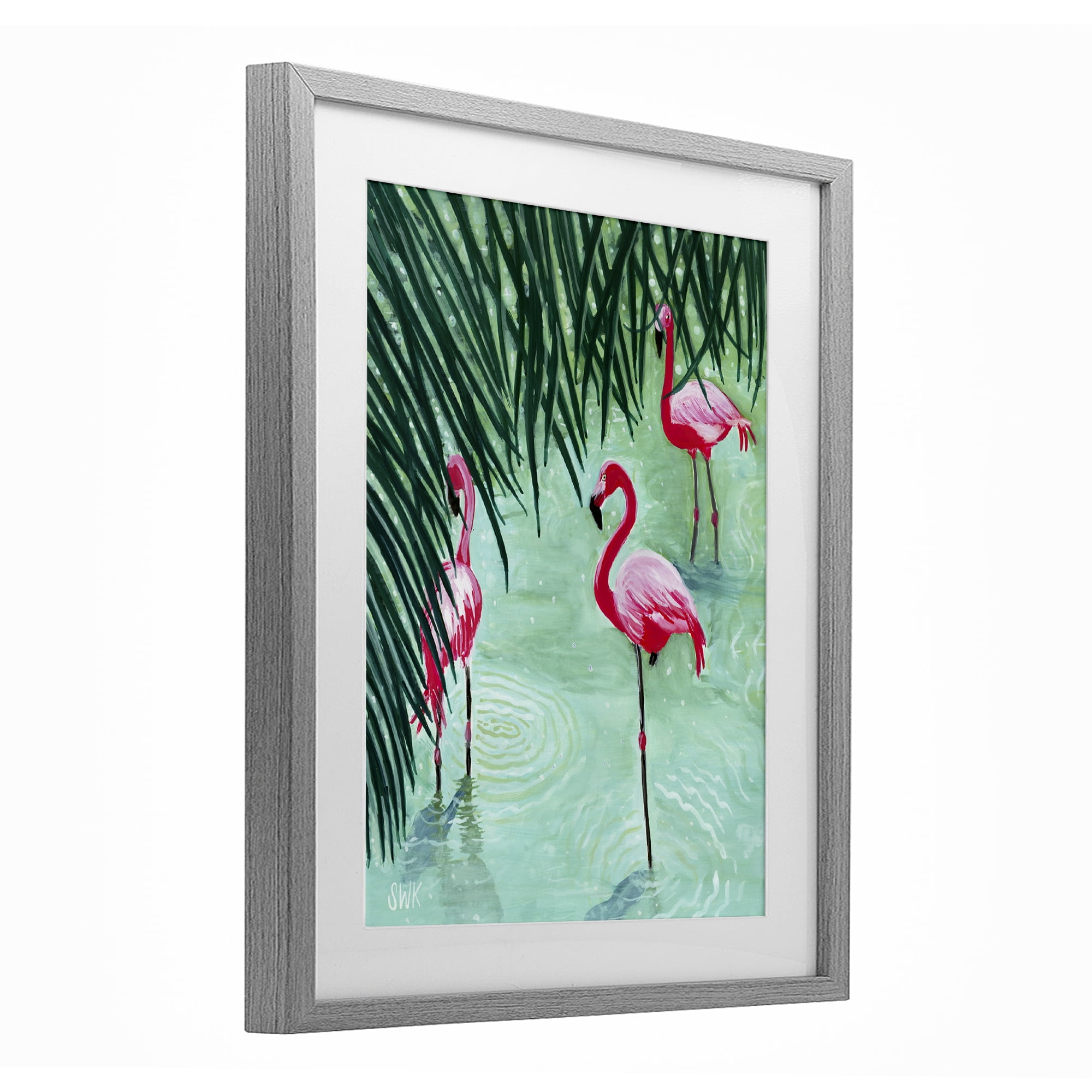 Stupell Industries Shallow Flamingo Pond Gray Framed Print Under Glass, design by Sarah Waldron Kimball