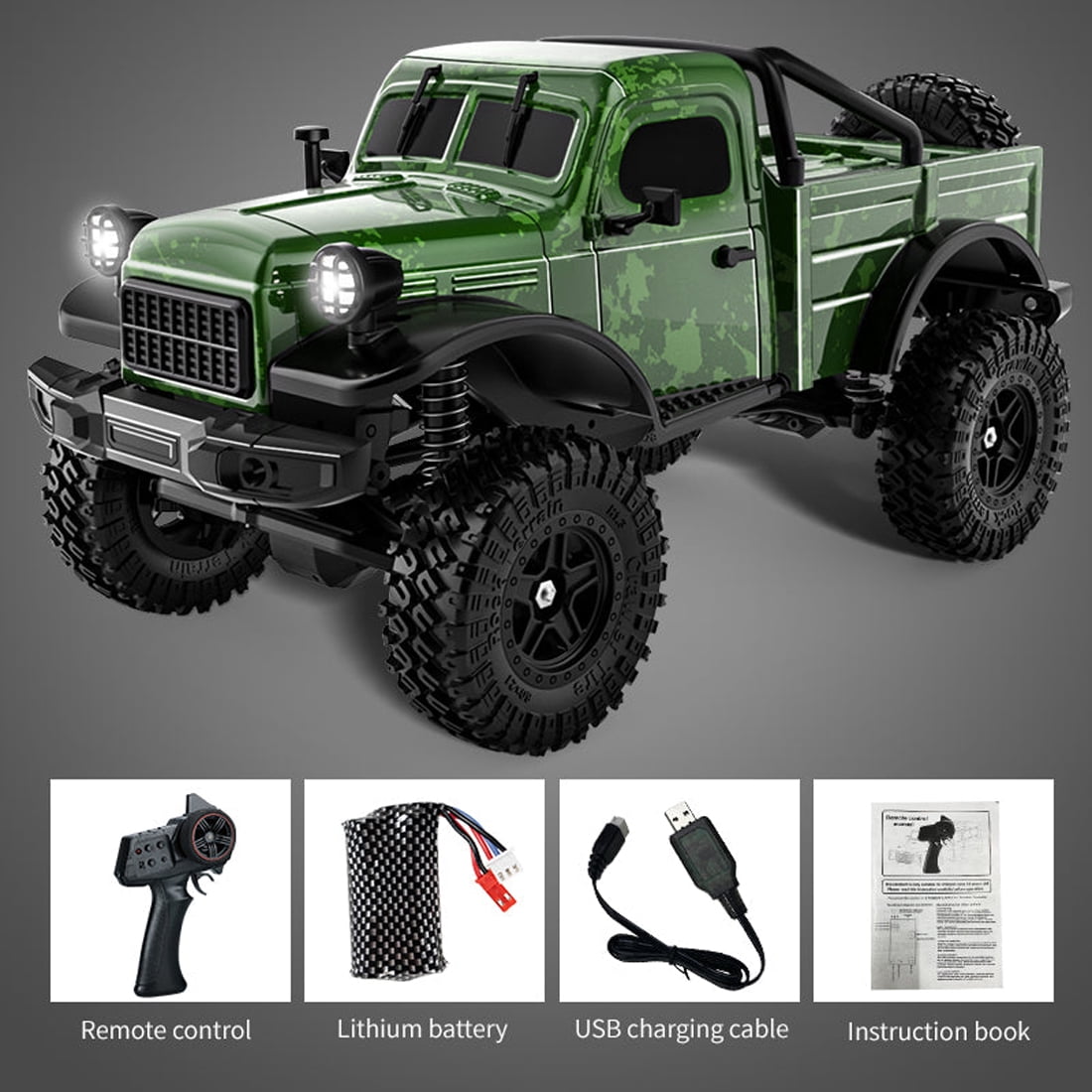 C8813 1/18 Scale RC Rock Crawler, 2.4G 4WD Off Road RC Truck with LED Lights, 370 High Torque Motor, All Terrain Climbing Car for Hobbyist - RTR