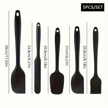 

5pcs Silicone Kitchen Tools Set Nordic Colors Large/Small Spatulas Serving Spoons Oil Brush Long Spreaders Macaron Color Baking Tools for Cake Cream Cheese Scrapers Home Kitchen Supplies