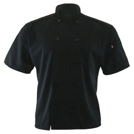 Coat Black Short Sleeve Buttons - Edwards Garment 10 Button Short Sleeve Chef Coat, Style 3306