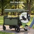 thumbnail image 2 of SACVON 2-Seater Stroller Wagon with Side Entry, Canopy & Snack Tray, Includes Removable Storage Bag That Converts to a Backpack-Olive Green, 2 of 8