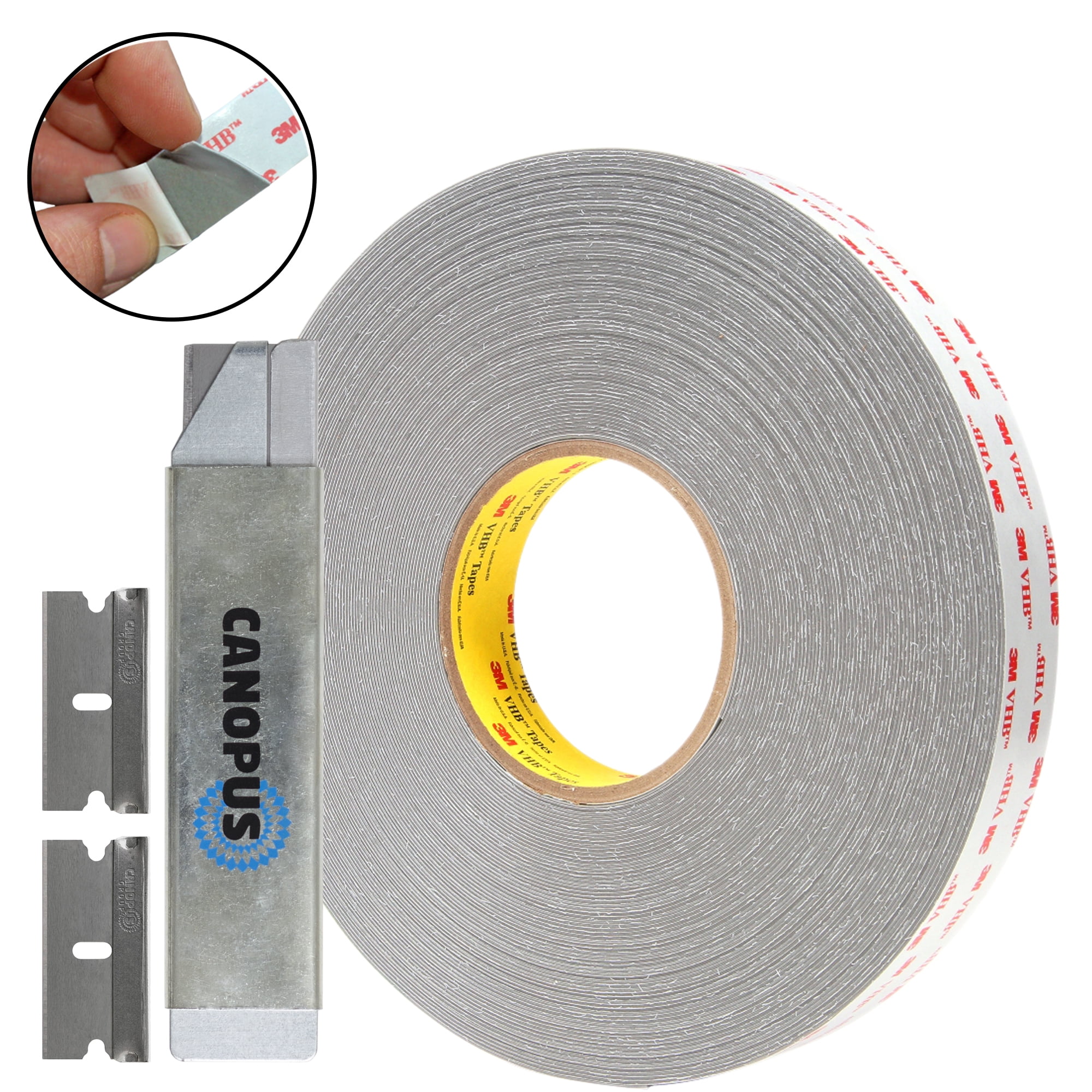 Canopus RP32 Double Sided Foam VHB Tape, Grey, 0.5in x 5yd with Box Cutter and Razor Replacement
