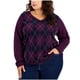thumbnail image 1 of Tommy Hilfiger Womens Argyle Pullover Sweater, purple, Plus Size, 2X, 1 of 1