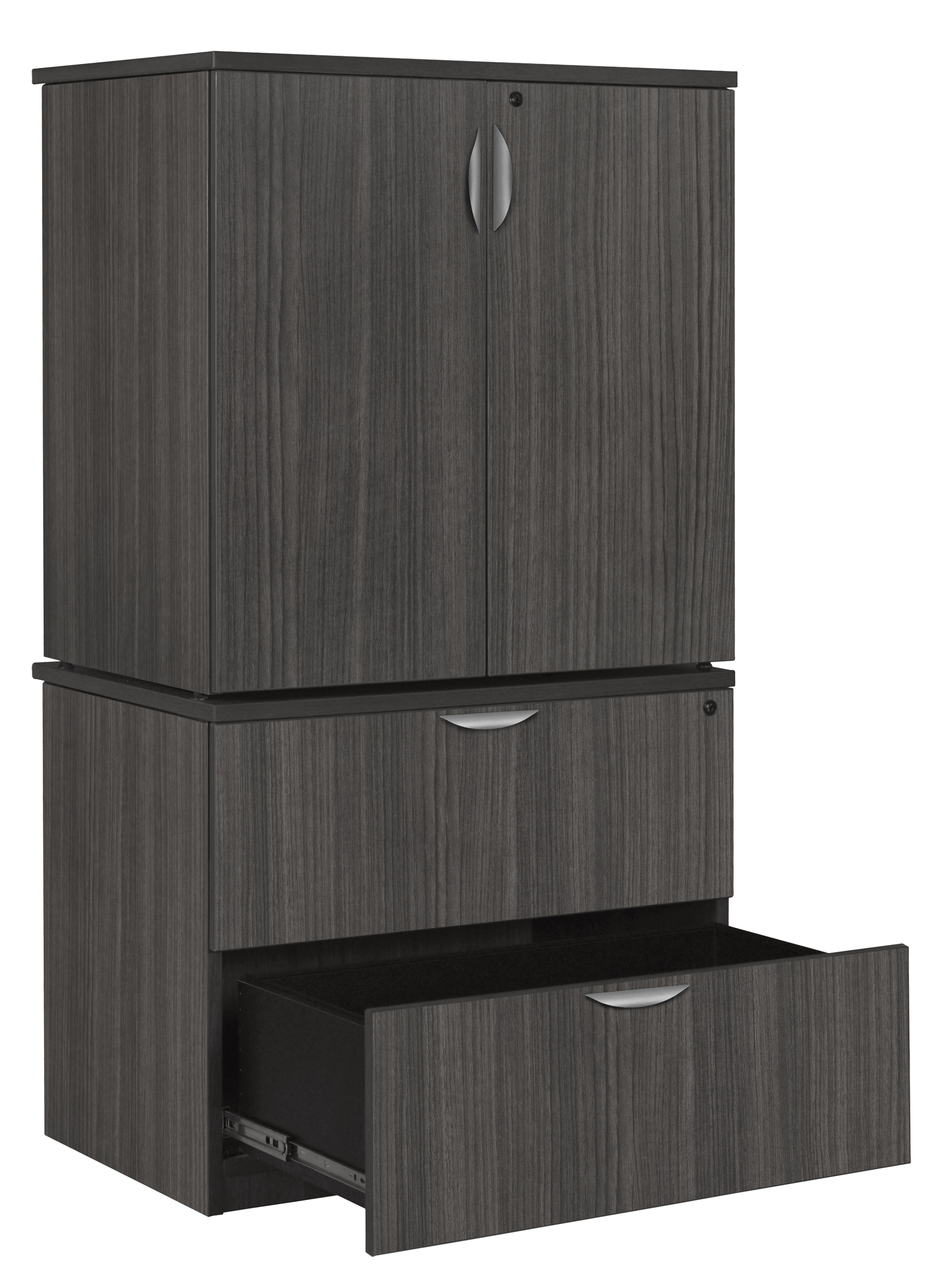 Legacy Lateral File with Stackable Storage Cabinet- Ash Grey - image 3 of 8