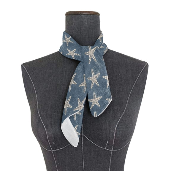 Square Scarf 24x24 Inch Retro Coastal Starfish Design Silky Satin Sun Protection Neck Scarf for Women Multi-Purpose Head Wrap Bandana for Hair Bag Decoration