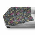 thumbnail image 2 of Zebra Print Soft Flannel Fleece Blanket, Colorful Butterflies on Zebra Abstract Print Summer Jungle Floral Artwork, Cozy Plush for Indoor and Outdoor Use, 50" x 70", Yellow Blue Pink, by Ambesonne, 2 of 5
