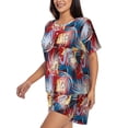 thumbnail image 2 of Bingfone Hawaiian Style Print Pajamas Sets for Women Soft Short-Sleeved Pjs with Lounge Shorts Two Piece Sleepwear, 2 of 8