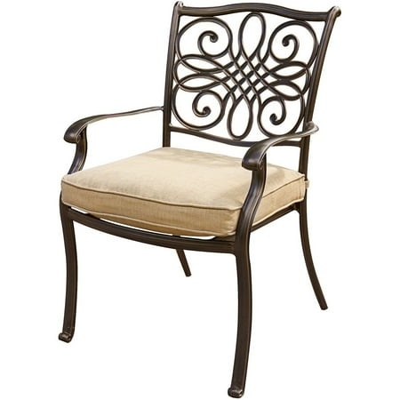 Hanover Traditions 9-Piece Rust-Free Aluminum Outdoor Patio Dining Set with Tan Cushions, 8 Dining Chairs, and Tempered Glass Rectangular Dining Table, TRADDN9PCG