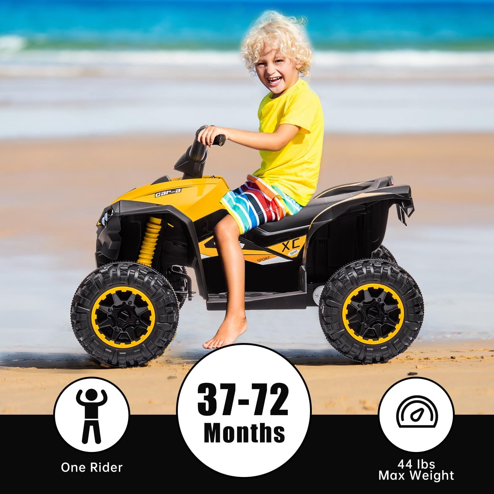 Accreate Battery Powered 12V Kids Electric ATV, Dual Motor 4-Wheeler with Parent Remote, Music Dashboard, 1.9–3.1 MPH, 7AH, Shock Absorber, Front Lights, for Children Ages 3–8, 40–60 Min Run Time