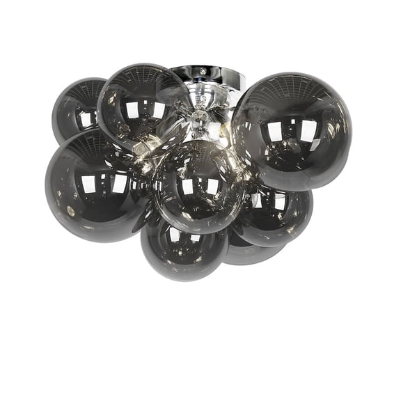 Belen Kox 3 Light Flush Mount, Polished Chrome with Smoked Glass