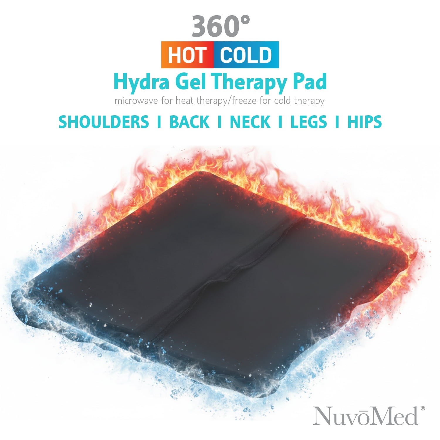NuvoMed Reusable Hot and Cold Gel Pack, Large Flexible Hydra-Gel Pack for Back, Neck, Shoulder, Hips, Thighs, Microwave and Freezer Safe Therapy Pack, 12 x 17 Inch
