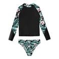 thumbnail image 3 of Yruioon Kids Girls 2 Piece Rash Guard Set Swimsuits Long Sleeve Bathing Suit Tankini Swimwear Black 12, 3 of 7