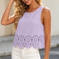 thumbnail image 6 of WGRFFH Women's Scallop Trim Crop Tank Top,Crewneck Tank Tops,Summer Keyhole Back Cropped Sleeveless Blouse,Solid Color Hollow Out Casual Beach Shirts,Vintage Going Out Crop Camisole Top Light Violet, 6 of 6