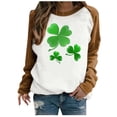 thumbnail image 1 of Bowake Chandail de la Saint-Patrick pour Femmes à Col Rond Imprimé Manches Longues Raglan Décontracté Ample, 1 of 4