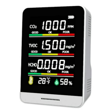 

Tickas CO2 Detector TVOC HCHO Humidity Detecting Tool Intelligent Home Desktop Indoor Outdoor High Accurancy Quick Detect Air Quality Monitor Multipurpose Detection Tool