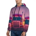 thumbnail image 3 of Wukai Sunset Truck Highway Print Men Hoodies Fleece Sweatshirts Long Sleeve Sweaters Pullover Fall Outfits Winter Clothes-3X-Large, 3 of 7