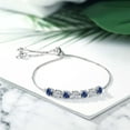 thumbnail image 3 of Gem Stone King 925 Sterling Silver Blue Created Sapphire and Lab Grown Diamond Bracelet for Women | 2.60 Cttw | Gemstone September Birthstone | Round 4.5MM, 3 of 3