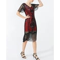 thumbnail image 3 of Beaded Flapper Dress With Fringe 1920S Gatsby Sequined Embellished Fringed Short Sleeve, 3 of 6