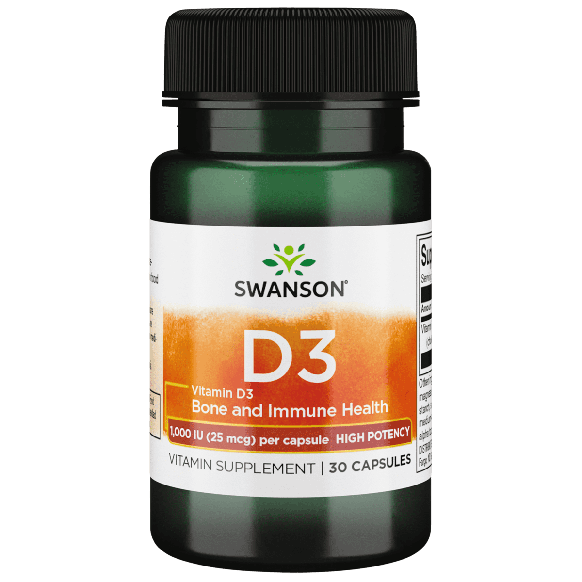 Swanson Vitamin D3 - High Potency 1,000 Iu 30 Capsules