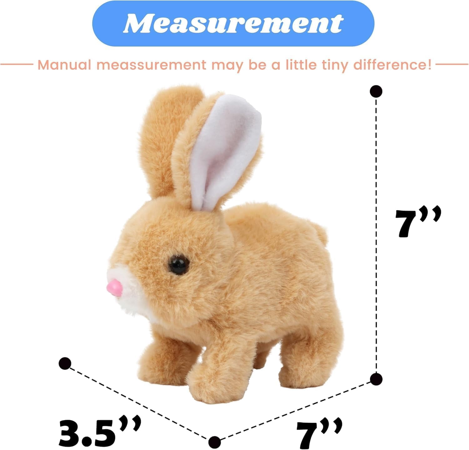Hopping Bunny Toy, Easter Rabbit Interactive Electronic Pet Plush Bunny Toys with Sounds, Jumping, Twitching Ears - Easter Gifts for Kids (Brown)