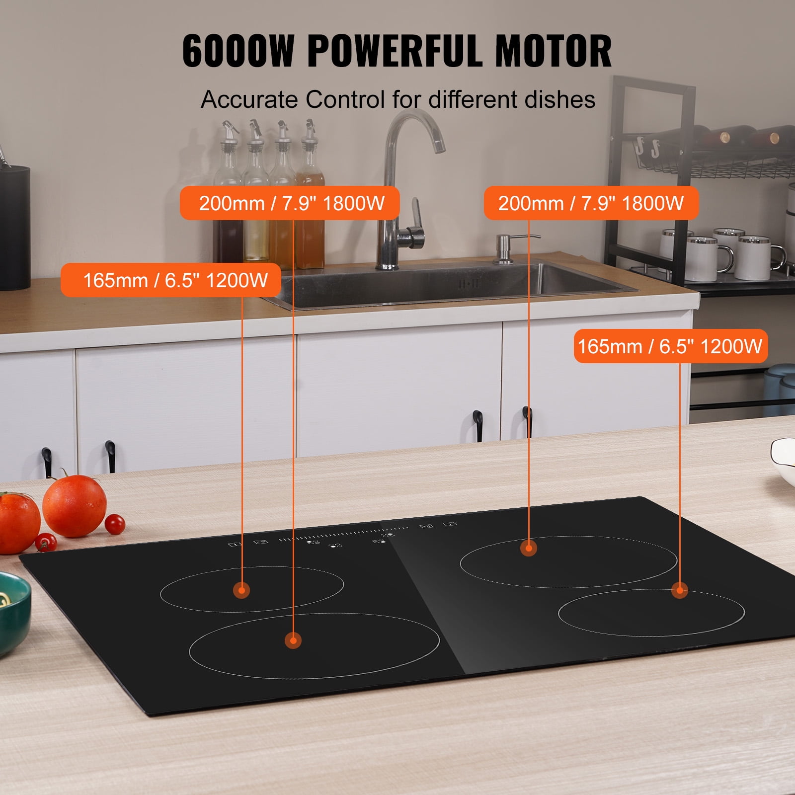 BENTISM Electric Induction Cooktop Built-in Stove Top 35in 5 Burners 220V 