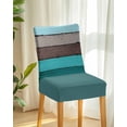 Chair Covers Set of 6, Farmhouse Teal Grey Blue Plank Removable ...
