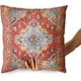 thumbnail image 4 of Boho Throw Pillow Covers 18x18 inch Set of 2 Monaco Rug Persian Carpet Double Sided Pattern Cotton Soft Pillow Case Cushion Cover Pillowcase for Couch Sofa Bed Decorative (Orange), 4 of 6