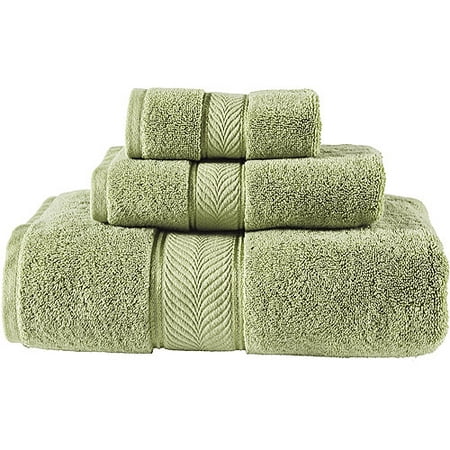 Better Homes and Gardens Egyptian Cotton 3 Piece Towel Set, Green Palm