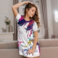 thumbnail image 3 of Easygdp Colorful Bulldog Camisón de manga corta para mujer, informal, estampado, 3 of 6