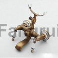 thumbnail image 5 of For Antique Brass Wall Mounted Bathroom Tub Faucet Dual Ceramics Handles Telephone Style Hand Shower, 5 of 5